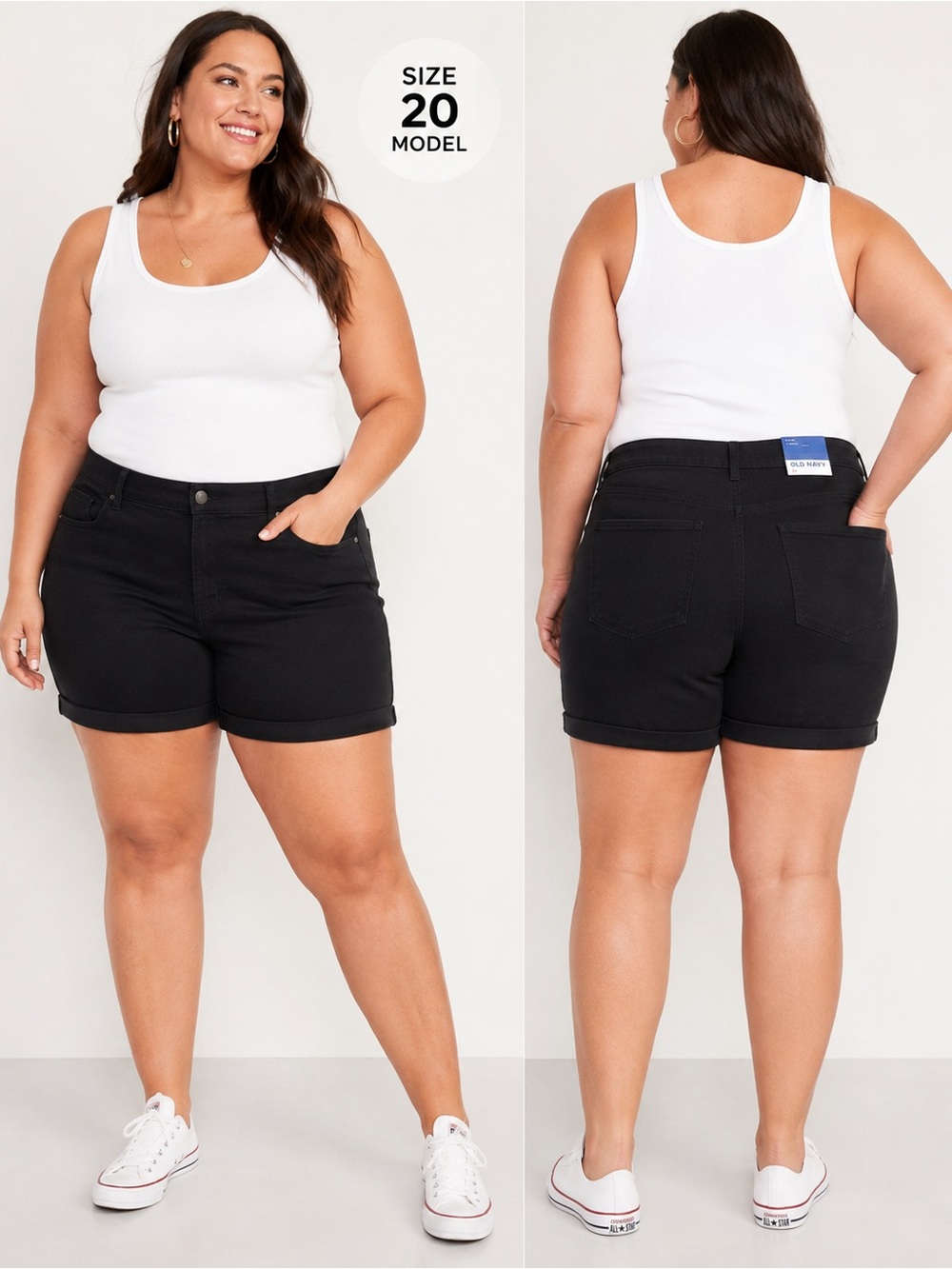 NWT Old Navy Size 20 Black Mid Rise 3” Inseam Denim Shorts